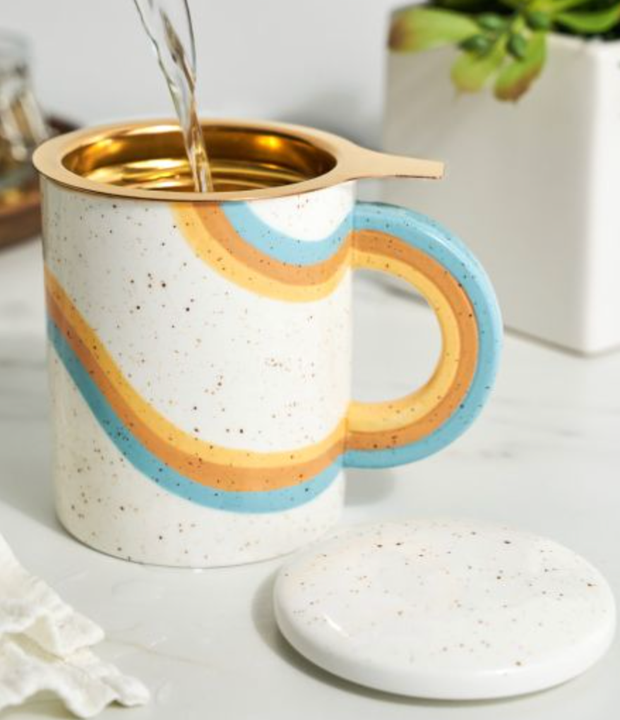 Everlee Ceramic Mug with Infuser and Lid