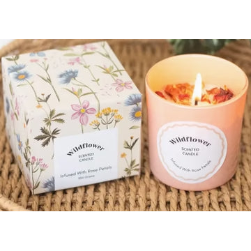 Wildflower Candle with Rose Petals
